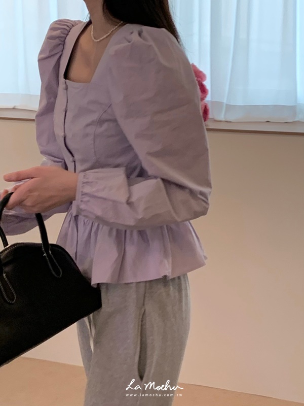 (限量商品)方領排扣縮腰上衣
